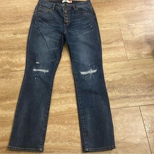 Cabi Button Fly Straight Leg Jeans Women’s 8 Denim Blue Stretch Mid Rise